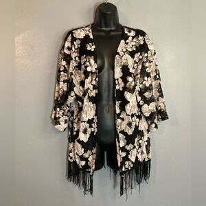Charlotte Russe black floral lace cover-up